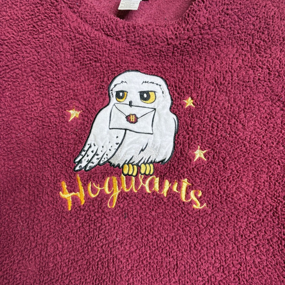 Harry Potter Pajama Set Womens Large Burgundy Brick Hedwig Sherpa Fleece 2pc - Picture 2 of 12